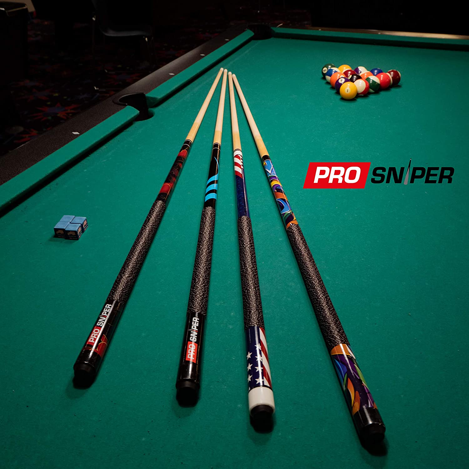 ProSniper Pool Cue Sticks 4 Set Canadian Maple Wood